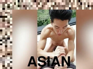 Monster Aussie cock gets jerked off by an Asian twink