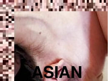 asiatisk, amatör, avsugning, deepthroat, gagging, bollar, hårt