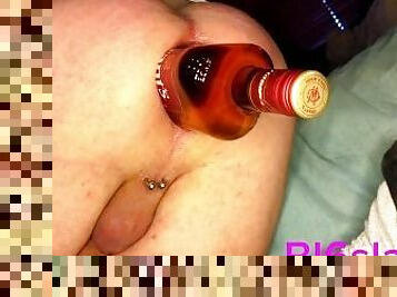 Triangular wiskey bottle streched anal hole