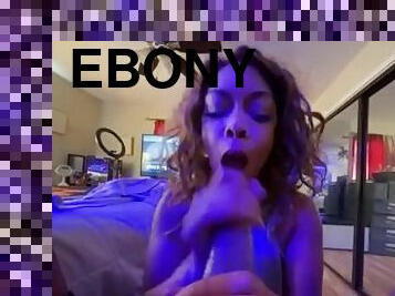 Exotic ebony sucks long dick pov