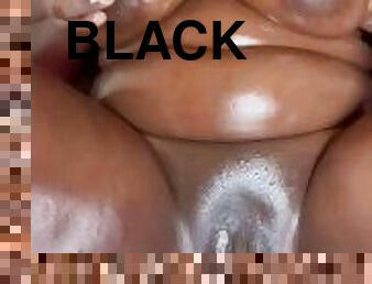 PLAY TIME: Applying My BLACK CREAMy PUSSy JUICES On MY BIG TITS,YUMMY!