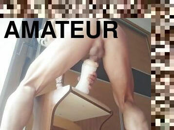 masturbation, amatör, gigantisk-kuk, sprut, knullande