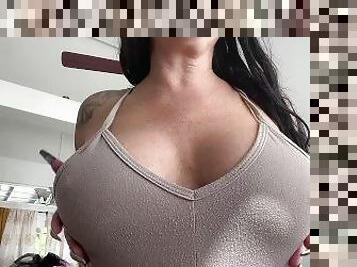 tetas-grandes, masturbación, amateur, maduro, babes, madurita-caliente, mamá, pajeándose, corrida, tetas