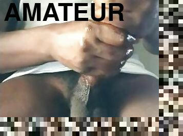 énorme, masturbation, amateur, ejaculation-sur-le-corps, énorme-bite, black, secousses, solo, bite