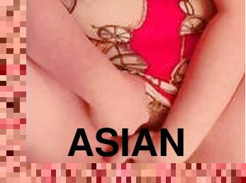 asiatisk, orgasme, squirt, amatør, lubben, alene