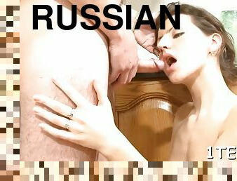 venäläinen, kova-seksi, tyttöystävä, ruskeaverikkö, yhdyntä-penetrating
