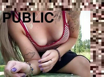 Teen public flashing and masturbating in a park