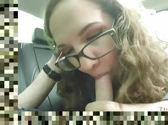 Amateur Curly Teen Callie Gives Stranger A Blowjob In Car