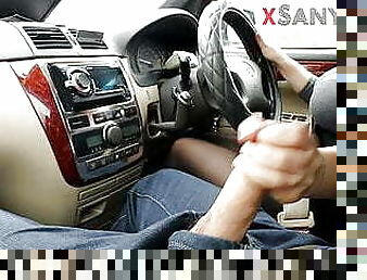 EXTREME AND RISKY HANDJOB WHILE DRIVING CAR ! SANYANY