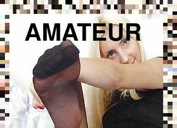 Anita nude tights feet show