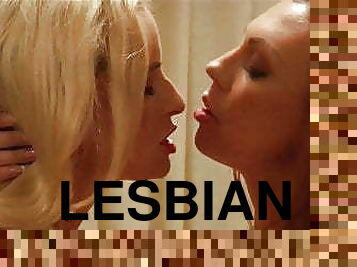 strapon, lesbian, stokings, berciuman, rambut-kuning, pakaian-dalaman, nylon, peribadi, payu-dara-kecil