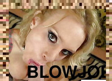 Blonde bombshell Sarah Jessie blows the cameraman
