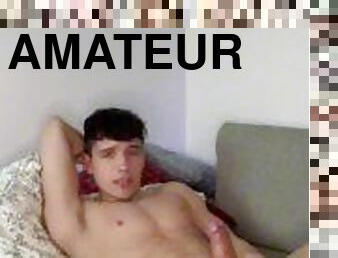 énorme, masturbation, amateur, ejaculation-sur-le-corps, énorme-bite, gay, secousses, ejaculation, mignonne, solo