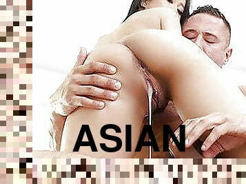 asien, groß-titten, immens-glied, creampie, geile, ficken, vagina, titten, nahaufnahme, arschloch