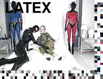 ligotée, kinky, latex, caoutchouc