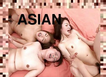 asia, berambut, blowjob-seks-dengan-mengisap-penis, cumshot-keluarnya-sperma, jepang, seks-grup, permainan-jari, payudara-kecil