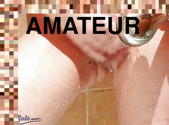 Girl Masturbate Pussy Water Jet in the Shower - Homemade