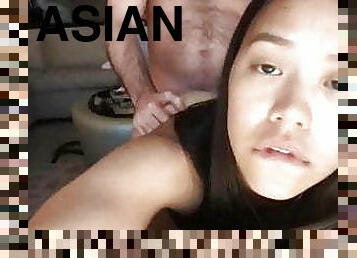 asiatique, levrette, interracial, maison, blanc