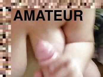 gros-nichons, masturbation, amateur, fellation, énorme-bite, maison, belle-femme-ronde, ejaculation, naturel, brunette