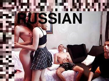 russisk, amatør, blowjob, gruppesex, blond, firkant, brunette