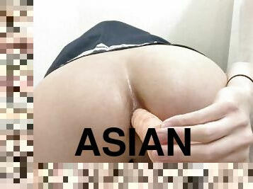 aasialainen, takaapäin, masturbaatio, amatööri, anaali, soolo