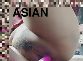 asiático, masturbação, cona-pussy, esguincho, caseiro, japonesa, belíssimo, dildo, pequeno, fecho