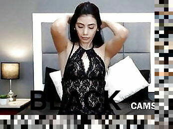 Beautiful Latina with Black Hair Using Dildo to Orgasm