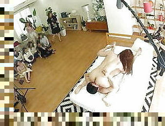 Real Japanese wives gather and watch actual JAV filming