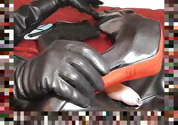 Leather Heels Gloves pervese cum