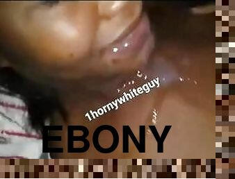 Horny white guy gives big tit ebony Haitian MILF huge facial