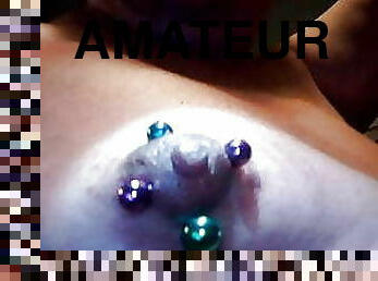 CAROLA SMIT BEAUTIFULL NIPPLE PIERCINGS RAINBOW COLORED 8 MM