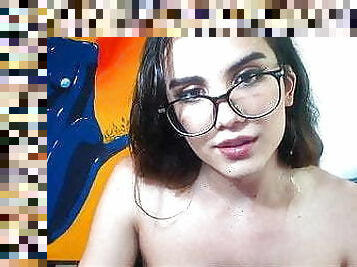 lunettes, énorme, transsexuelle, sur-le-visage, webcam