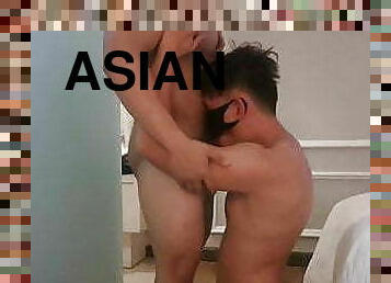 asiático, mamilos, chupanços, gay, punheta, musculado, gay-adolescente