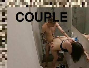 Sexy couple bathroom sex in hotel room