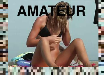 nudista, al-aire-libre, público, amateur, recopilación, cámara, playa, voyeur