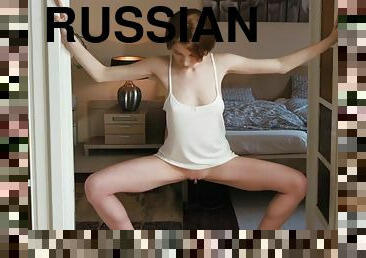 Belarusian redhead Milla spreads her legs