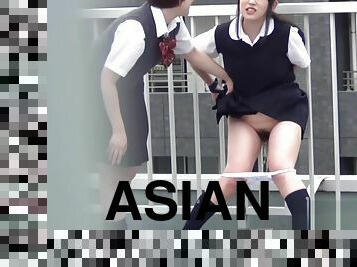 Uniformed asian pisses