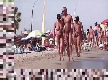 nudisti, pubblici, amatoriali, videocamera, voyeur