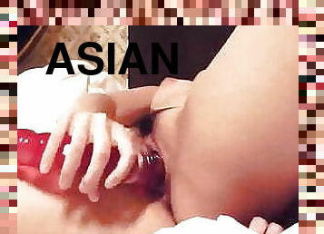 asiatisk, gigantisk, masturbation, amatör, leksak, dildo