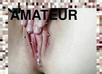 clito, chatte-pussy, amateur, doigtage, européenne, euro, percé, hongrois, tatouage