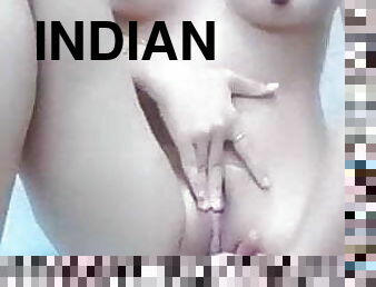 Indian girl squirts on yoga mat