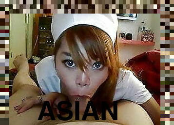asiatisk, sykepleier, amatør, blowjob, stor-pikk, interracial, ludder, hore, facial, prostituert