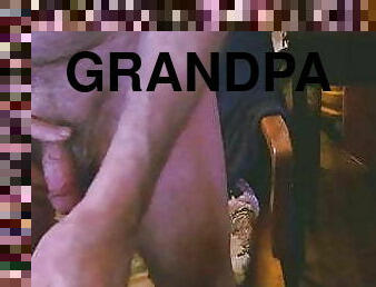 Grandpa cums on cam