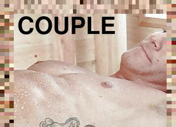 anal, énorme-bite, gay, couple, sauna, musclé