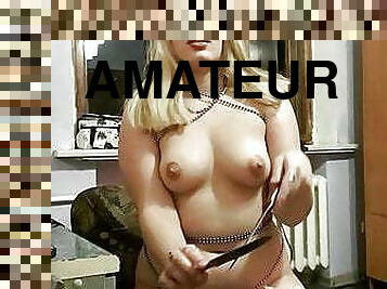 masturbation, russe, amateur, jouet, maison, blonde