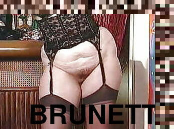 cul, levrette, énorme, belle-femme-ronde, butin, brunette