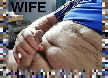 Wanking while working from home. Wife out