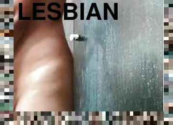 I fuck with two strange lesbians in a public shower and dildos