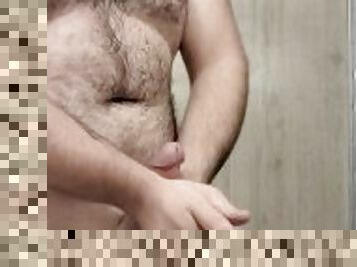 Big hairy chest guys rubbing his body and playing with himself