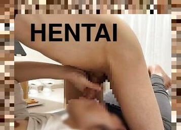 amatør, blowjob, cumshot, hjemmelaget, japansk, handjob, par, hentai, virkelig, pikk